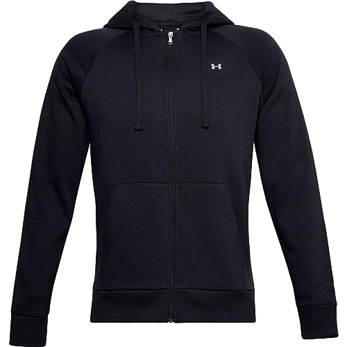 Under Armour Men's UA Rival Fleece Full Zip Hoodie , Black (001)/Onyx White , Medium