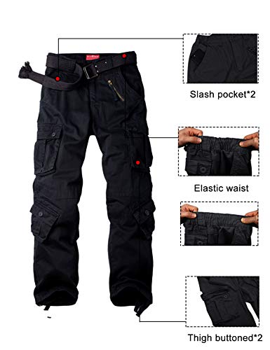 XNMAYA Cargo Pants for Women, Military Army Camo Combat Trousers,Work Camping Hiking Casual Pants with Pockets Black US 18