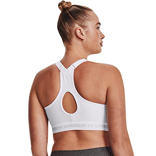 Under Armour Women's Armour High X-Back Zip Bra , White (100)/Jet Gray , 40DDD