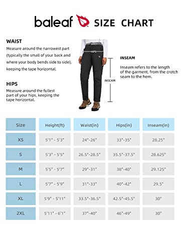 BALEAF Women's Hiking Pants Waterproof Fleece Lined Cold Weather Insulated Ski Snow Pant Warm Winter Soft Shell Black M