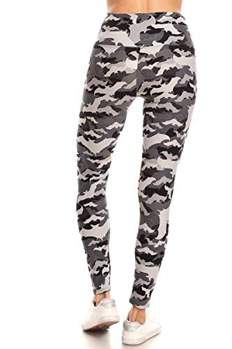 Leggings Depot High Waisted Camouflage & Multiple Print Leggings for Women-5" Yoga-R504, Bats, One Size