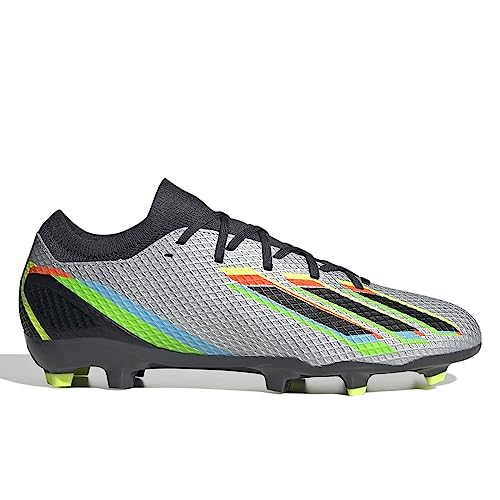 adidas mens X Speedportal.3 Firm Ground Soccer Cleats, Silver Metallic/Core Black/Solar Yellow, 7.5