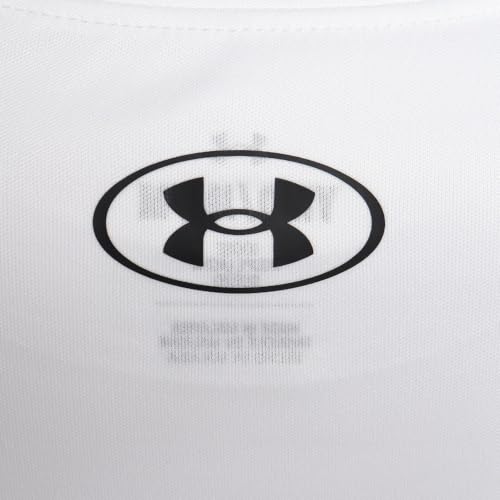 Under Armour Boys' Standard Tech Logo Fill Long-Sleeve T-Shirt, (101) White / / Phosphor Green, Youth Large