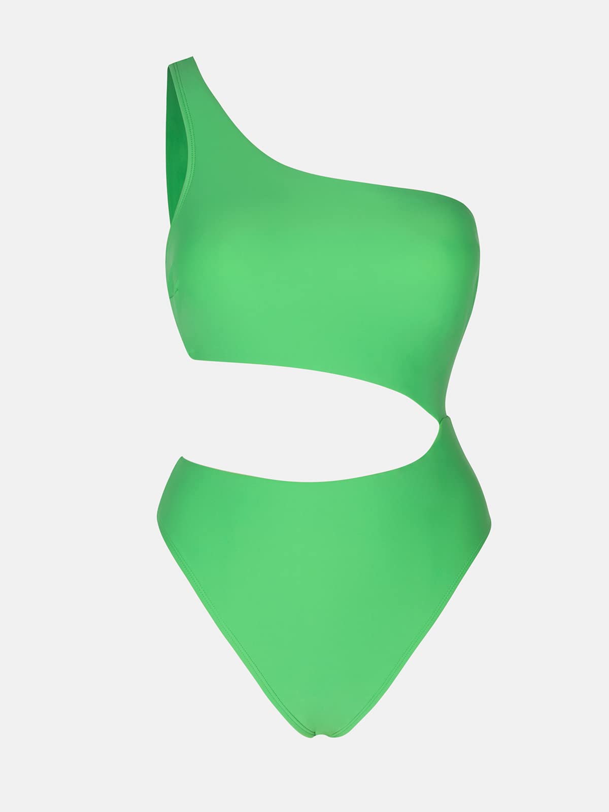 CUPSHE X Vanessa Women's One Piece Swimsuit One Shoulder Bathing Suit Cutout Cheeky Swimwear, XS Bright Green