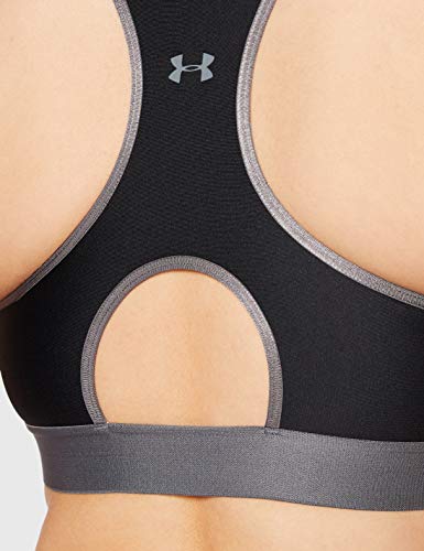 Under Armour Women's Armour Mid Keyhole Big Logo Sports Bra, Black /Black, X-Small