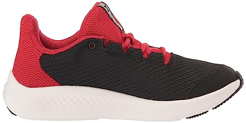 Under Armour Boy's Grade School Charged Pursuit 3 Big Logo Running Shoe, (001) Black/Red/White, 3.5 Kid