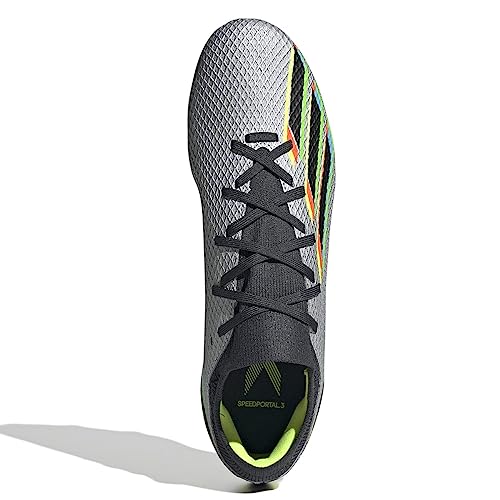 adidas mens X Speedportal.3 Firm Ground Soccer Cleats, Silver Metallic/Core Black/Solar Yellow, 7.5