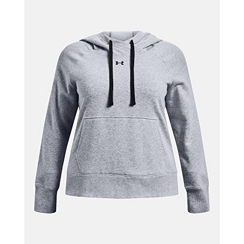 Under Armour Womens Rival Fleece HB Hoodie , (035) Steel Medium Heather / Black / Black , 3X