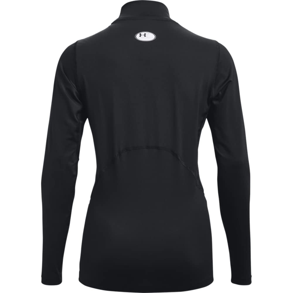 Under Armour Mens Heatgear Armour Mock Long Sleeve T-shirt , Black (001)/White , Large