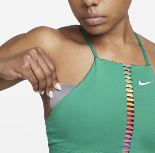 Nike Women's Indy Rainbow Ladder LS Padded High-Neck Sports Bra (X-Small)
