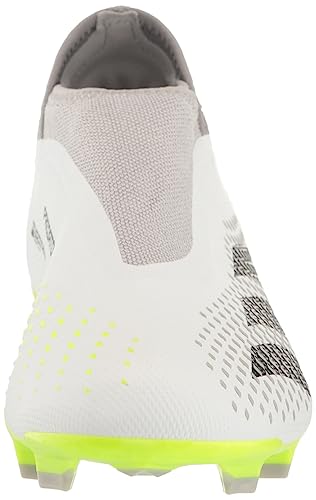 adidas Unisex Predator Accuracy.3 Laceless FG Firm Ground Soccer Cleat Sneaker, White/Core Black/Lucid Lemon, 9.5 US Men