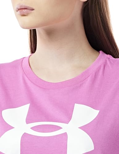 Under Armour Women's Live Sportstyle Graphic Short Sleeve Crew Neck T-Shirt, Pink Edge/White, Medium