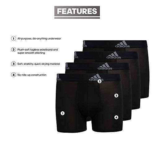 adidas Kids-Boy's Performance Boxer Briefs Underwear (4-Pack), Black/Grey, Large