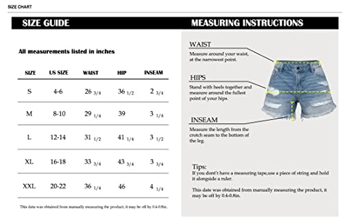 Women's Ripped Denim Jean Shorts Mid Rise Summer Hot Raw Hem Casual Shorts