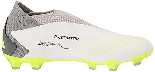 adidas Unisex Predator Accuracy.3 Laceless FG Firm Ground Soccer Cleat Sneaker, White/Core Black/Lucid Lemon, 9.5 US Men