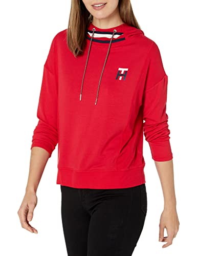 Tommy Hilfiger Women's Graphic Hoodie Sweatshirt, Scarlet Multi, Large