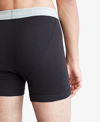 Calvin Klein Men's Underwear Cotton 3-Pack Boxer Brief, Black Bodies W/Classic Navy, SAGE Meadow, Grey Heather, Small