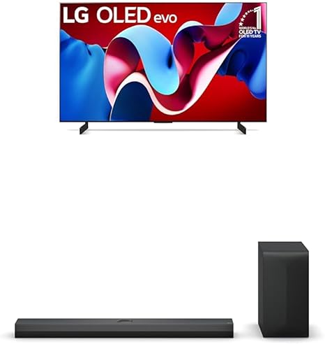 LG 42-Inch Class OLED evo C4 Series Smart TV 4K Processor Flat Screen with Magic Remote AI-Powered with Alexa Built-in (OLED42C4PUA, 2024), 3.1.1 ch. Sound Bar with Dolby Atmos