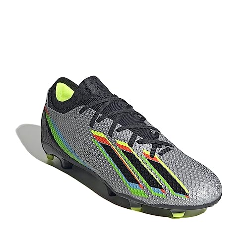 adidas mens X Speedportal.3 Firm Ground Soccer Cleats, Silver Metallic/Core Black/Solar Yellow, 7.5