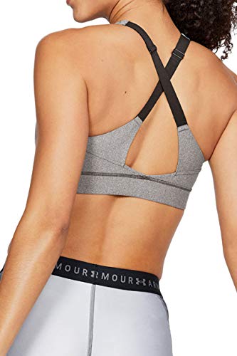 Under Armour Women's Vanish Mid Heathered Sports Bra, Charcoal Fade Heathe /Metallic Iron, X-Small