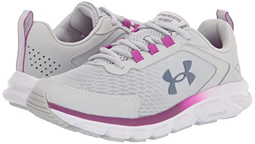 Under Armour Women's Charged Assert 9, (115) Halo Gray/White/Aurora Purple, 6
