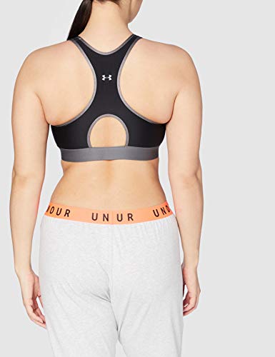 Under Armour Women's Armour Mid Keyhole Big Logo Sports Bra, Black /Black, X-Small