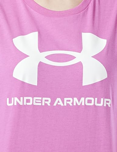 Under Armour Women's Live Sportstyle Graphic Short Sleeve Crew Neck T-Shirt, Pink Edge/White, Medium