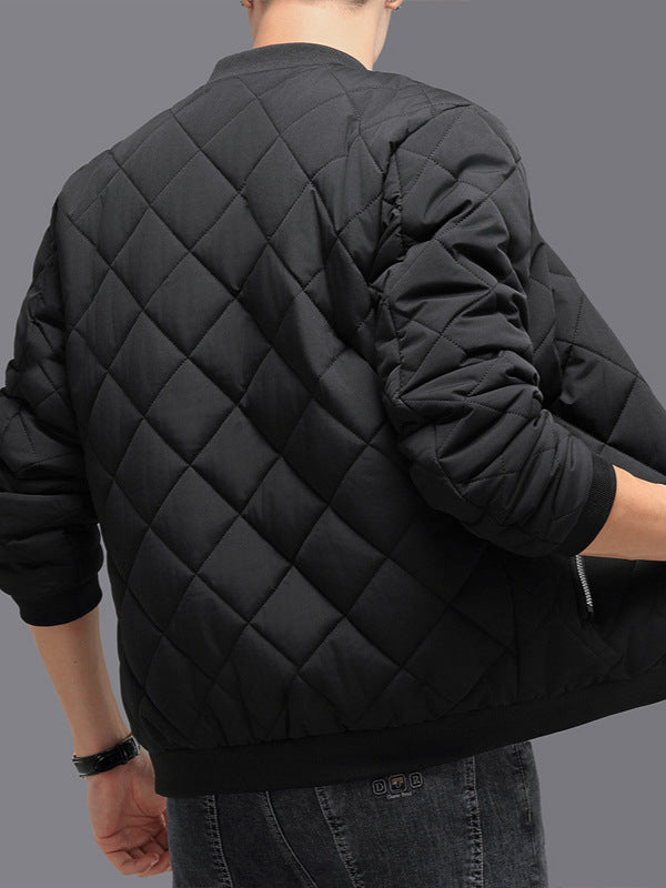 Men's Windproof Quilted Winter Jacket - Velvet Lined Baseball Bomber