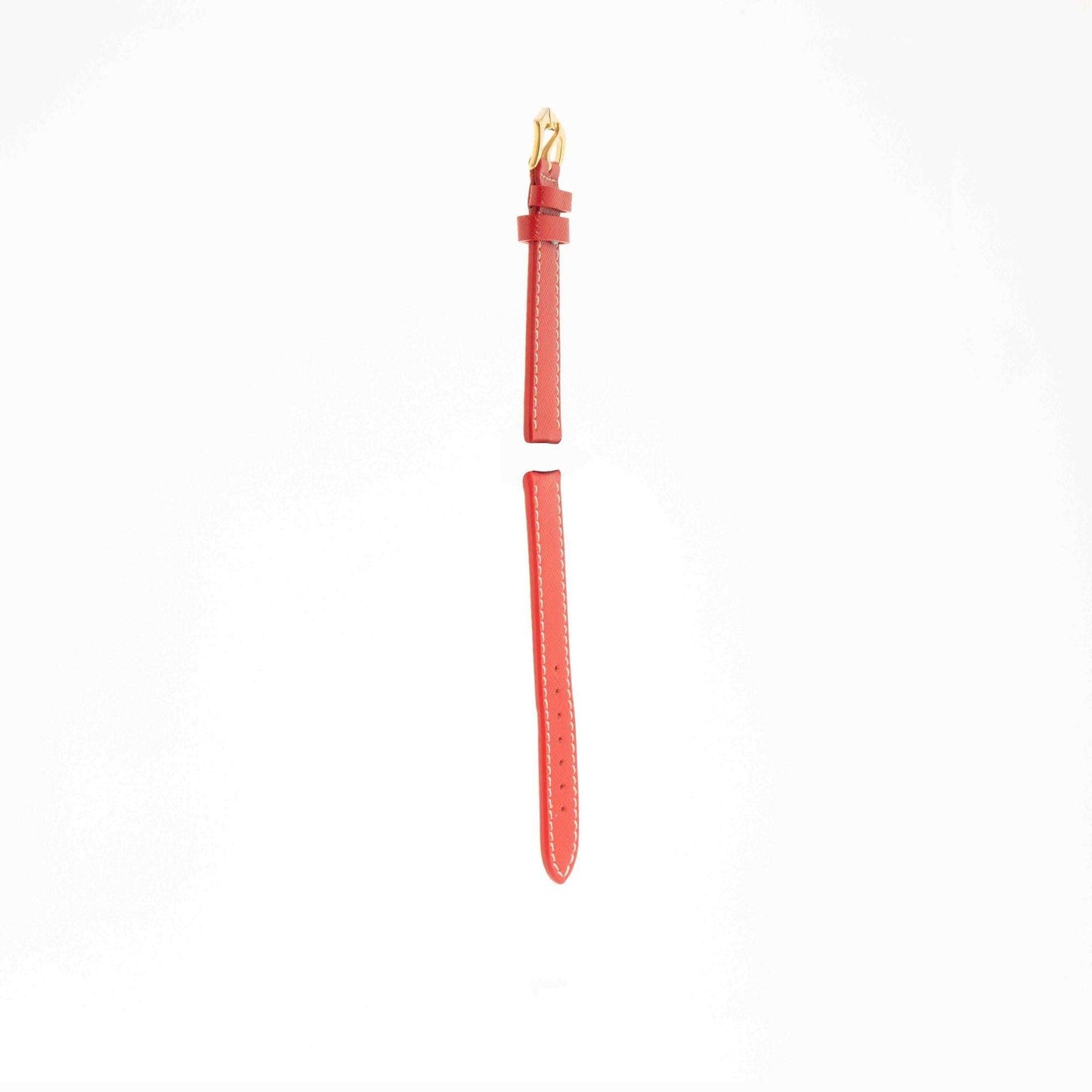 Red Hammered Calfskin Ecru Stitches Watch strap