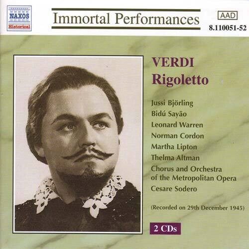 Verdi - Verdi: Rigoletto (bjorling Sayao Warren) (1945) - Music CD