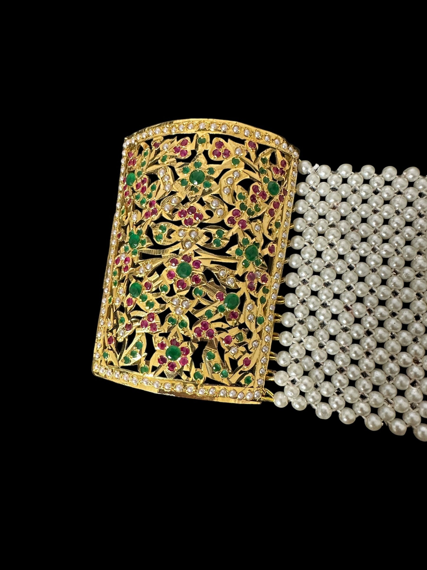 Jadau bahi / bracelet - multicolor / ruby emerald ( SHIPS IN 2 WEEKS )