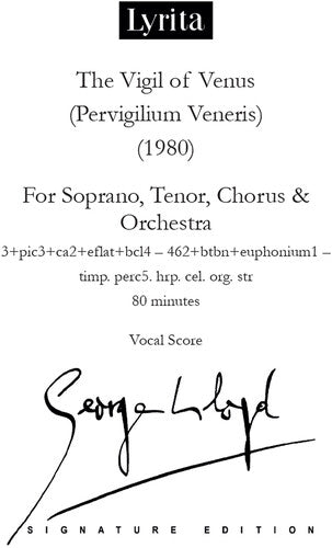 Lloyd,george - Vigil Of Venus (pervigilium Veneris) For Soprano - Special Products