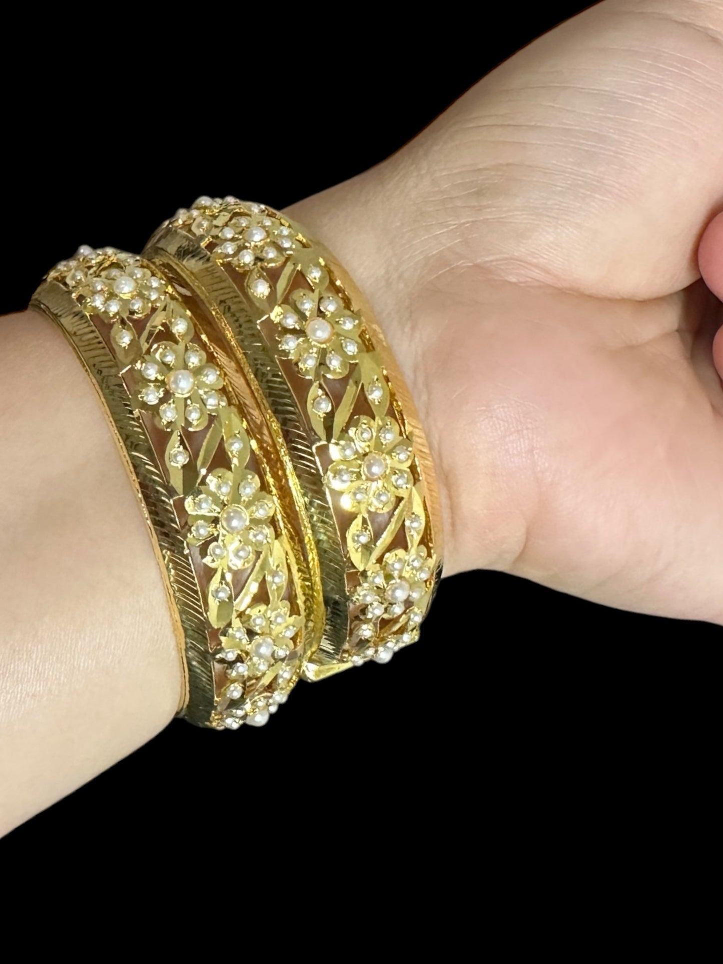 B319 Jadau bangles ( pearl ) ( READY TO SHIP)
