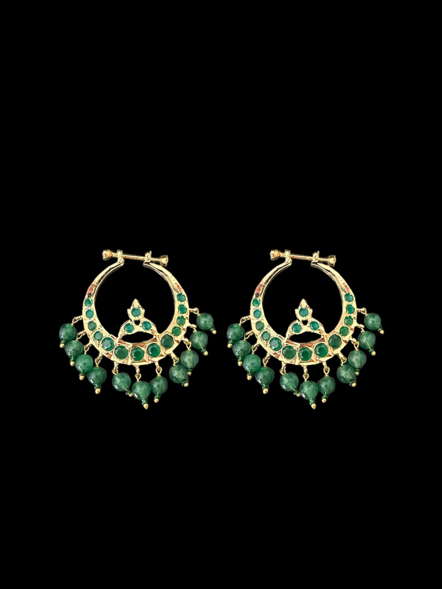 DER133 Hosna gold plated chandbali - green (READY TO SHIP)