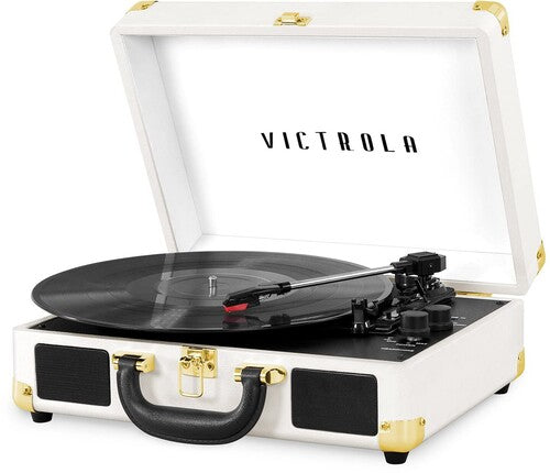 Victrola Bluetooth Portable Suitcase Turntable Record Player White (VSC-550BTWHT) - Turntable