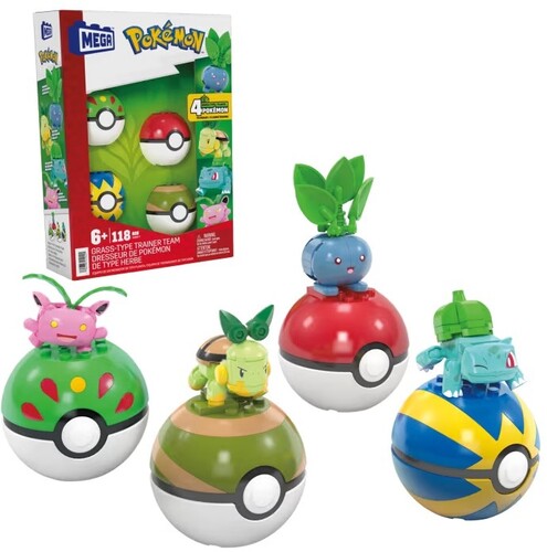 Mega Bloks Pokemon - Pokemon Grass Type Trainer Team Building Toy Set - Collectibles