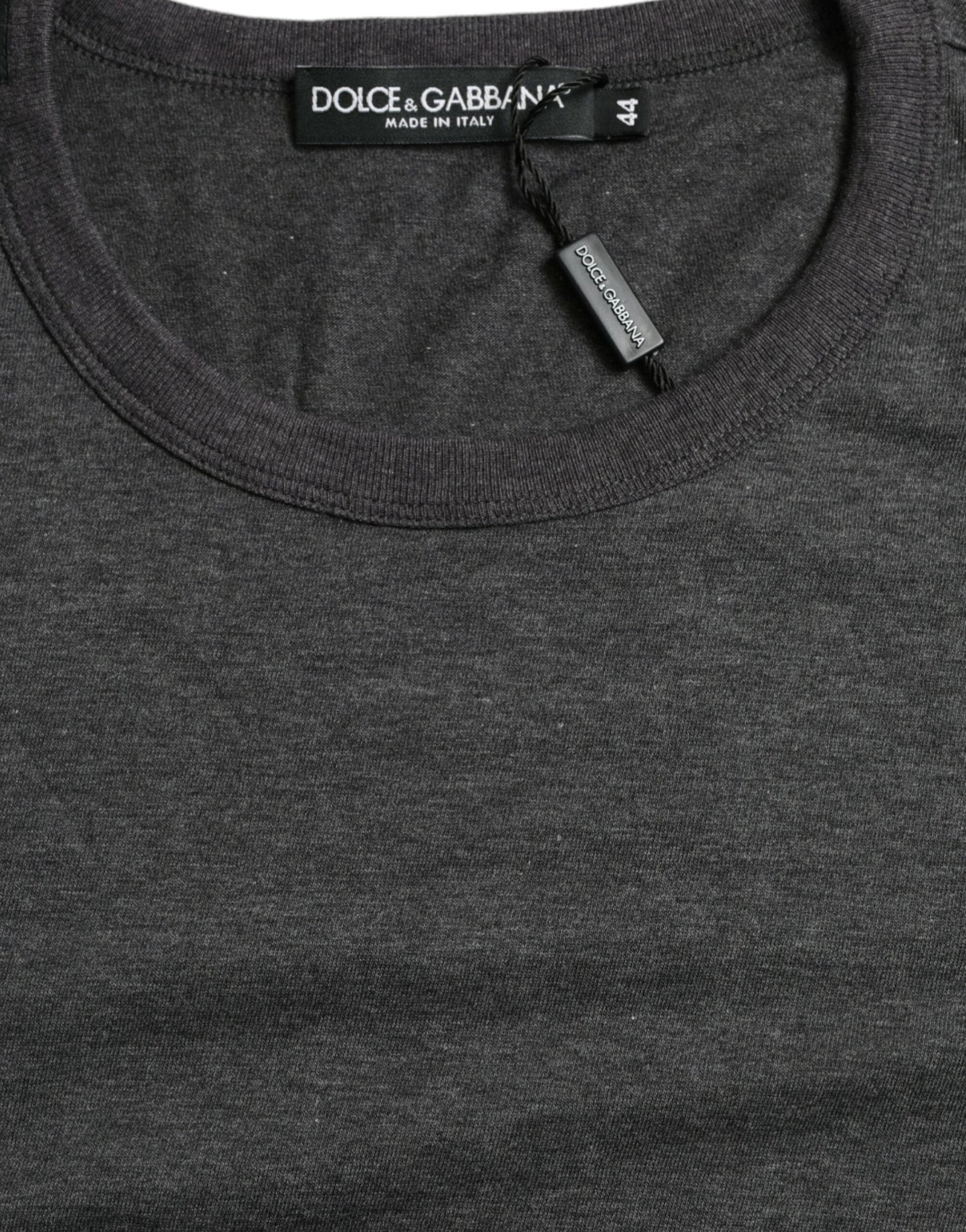 Dolce & Gabbana Dark Gray Cotton Crew Neck T-shirt