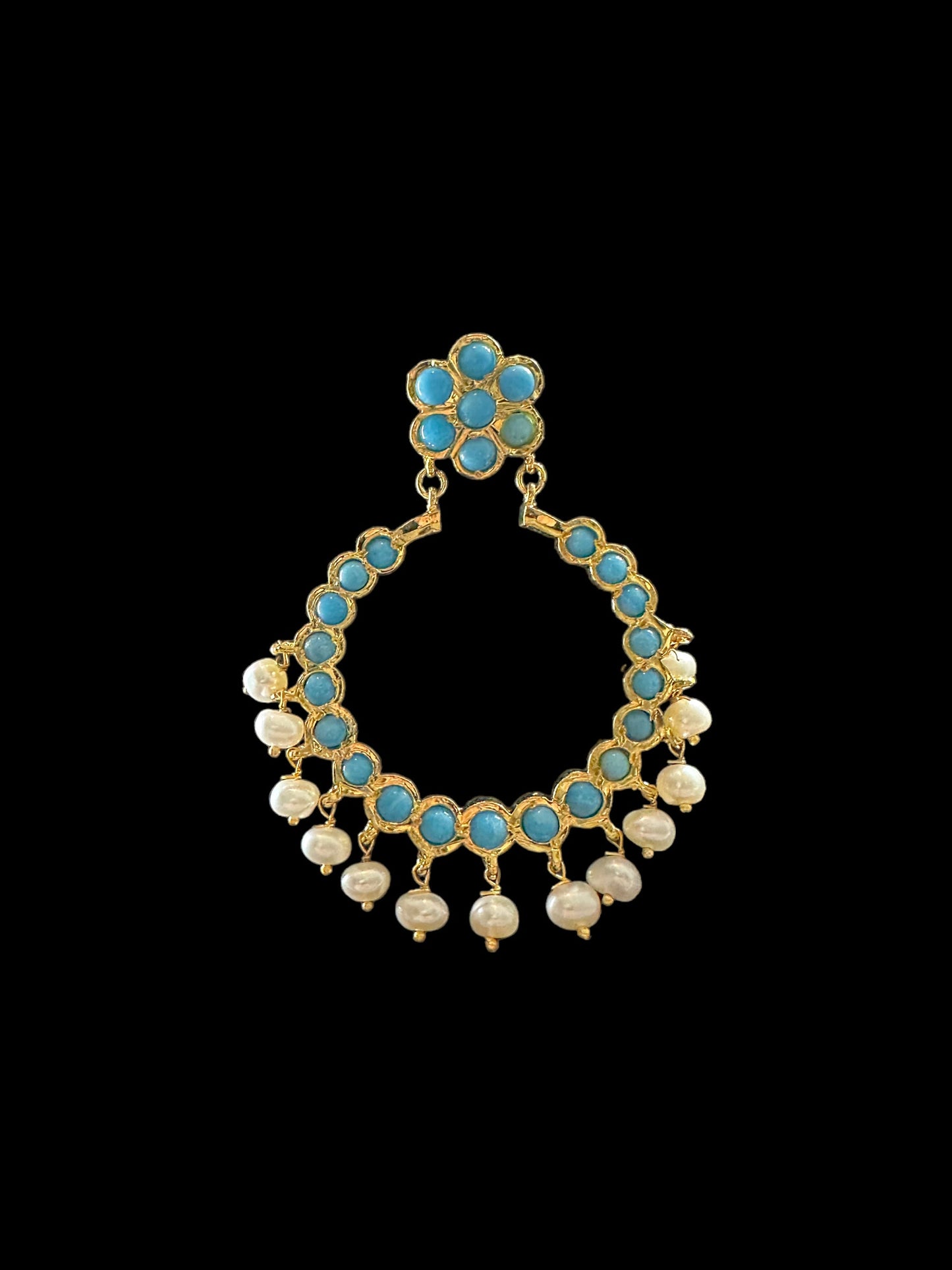 DER582 Mona chandbali in turquoise (READY TO SHIP )