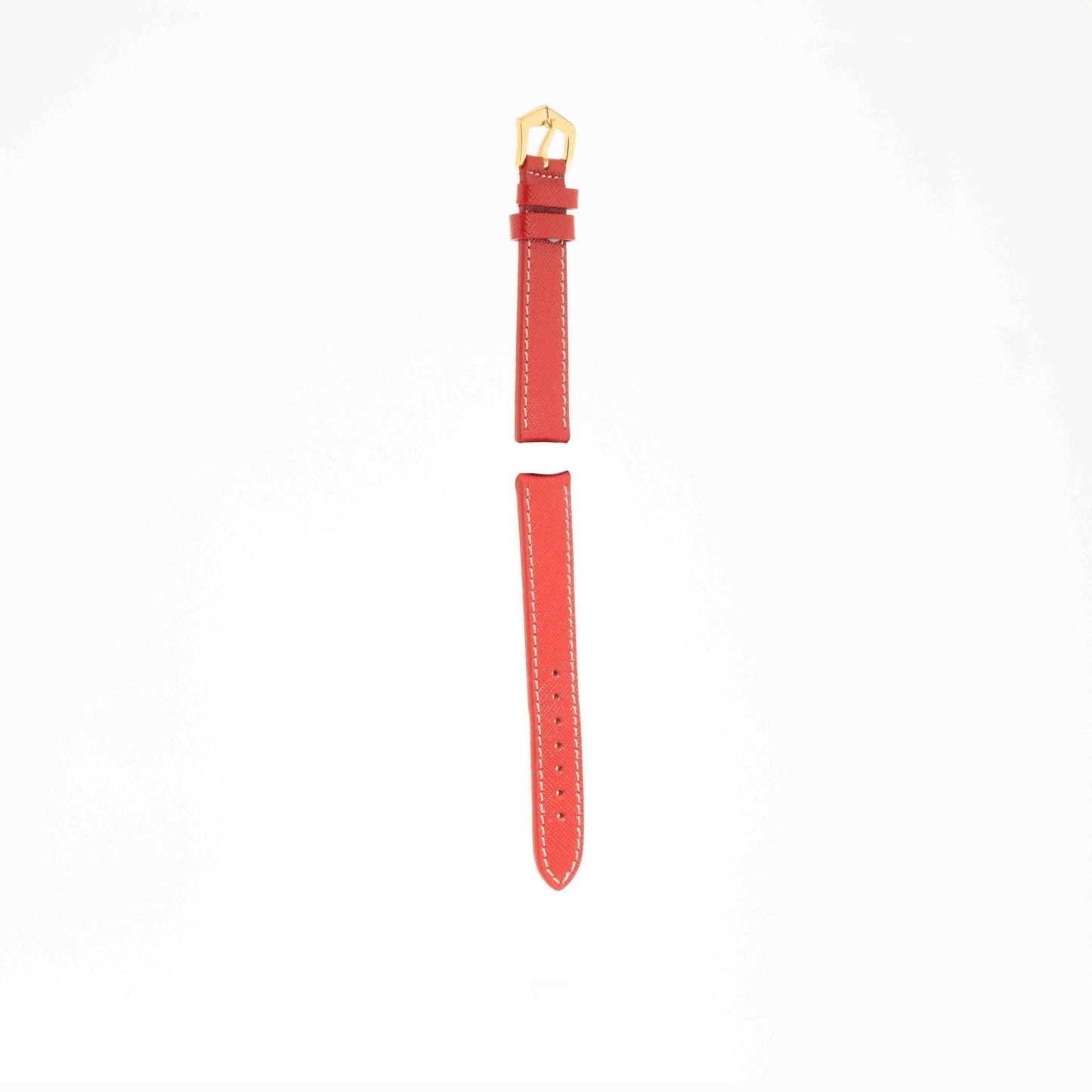 Red Hammered Calfskin Ecru Stitches Watch strap