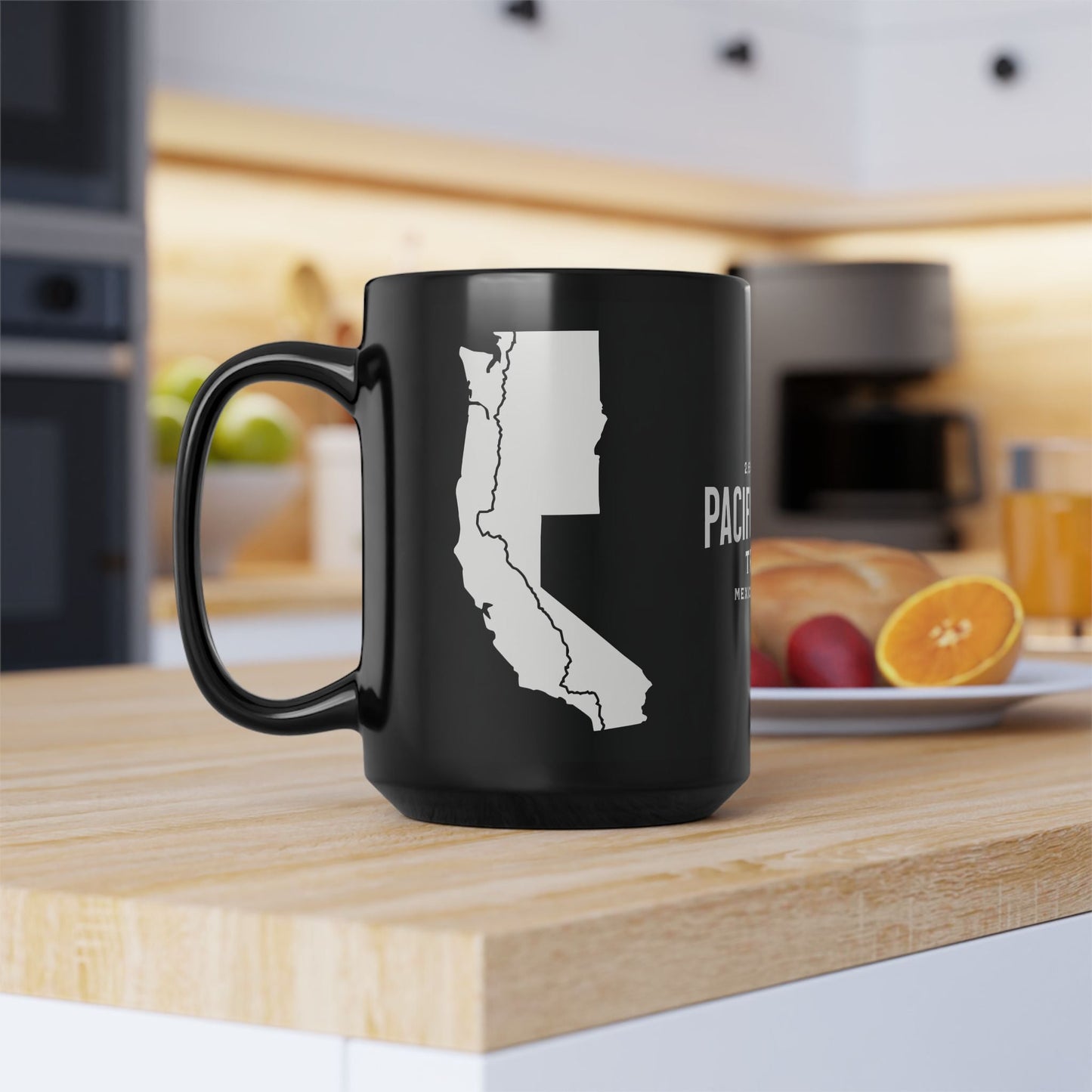 Pacific Crest Trail Classic Marker Black Mug 11oz, 15oz PCT Mexico to Canada Map Hiking Hike Inspired Drinkware