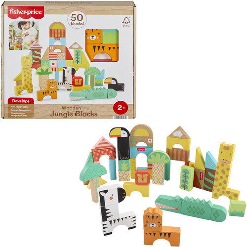 Fisher Price Wood - Wooden Jungle Blocks - Collectibles