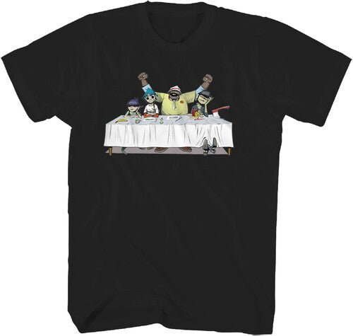 Gorillaz Dinner Table Tshirt Sm Blk 24grz013a1 - Gorillaz Dinner Table Tshirt Sm Blk 24grz013a1 - Apparel