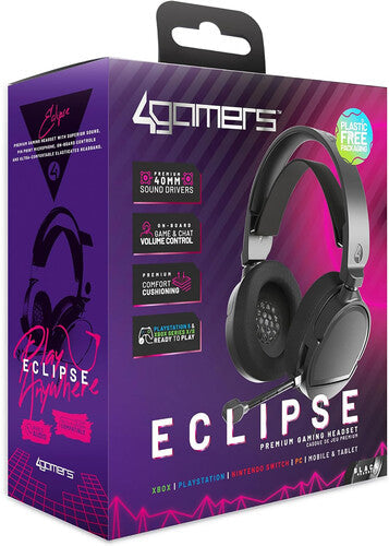 4gamers Uni Eclipse Premium Gaming Headset Black - 4gamers Uni Eclipse Premium Gaming Headset Black - Game Accessories