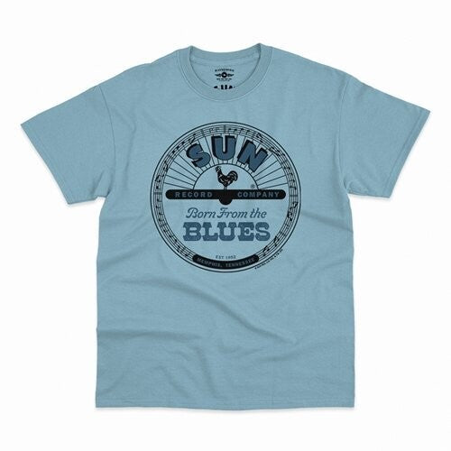 Sun Records Born Blues T-shirt Light Blue Medium - Sun Records Born Blues T-shirt Light Blue Medium - Apparel