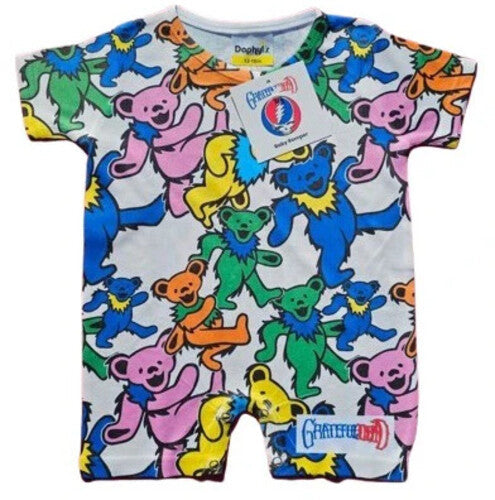 Daphyls Grateful Dead Swirl Bear Baby Romper Dapgdsbr-612 - Apparel