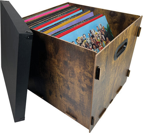 Snap-n-store Wood Vinyl Storage Crate Brown Sns03394 - Vinyl Accessories