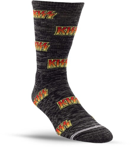 Perri's Kiss All Over Logo Grey Crew Socks - Perri's Kiss All Over Logo Grey Crew Socks - Apparel