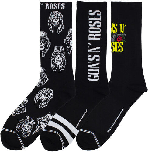 Perri's Guns N' Roses Volume Crew Socks (3 Pack) - Perri's Guns N' Roses Volume Crew Socks (3 Pack) - Apparel