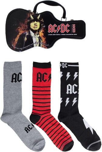 Perri's Ac/dc Crew Socks 3 Pack Guitar Shape Tin - Perri's Ac/dc Crew Socks 3 Pack Guitar Shape Tin - Apparel