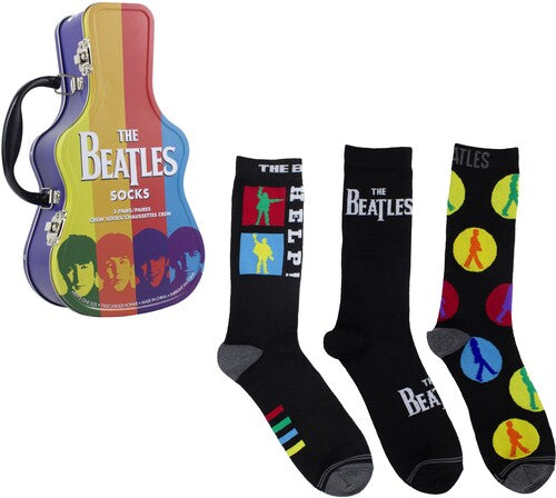 Perri's Beatles Crew Socks 3 Pack Guitar Shape Tin - Perri's Beatles Crew Socks 3 Pack Guitar Shape Tin - Apparel